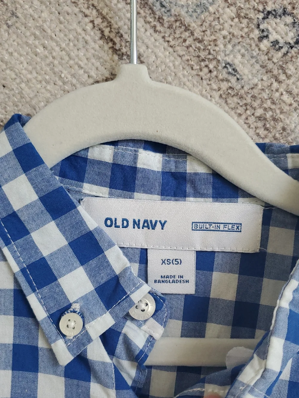 NWOT Old Navy Boys Blue Gingham Button - Down Shirt Built-in Flex SzXS (5)
